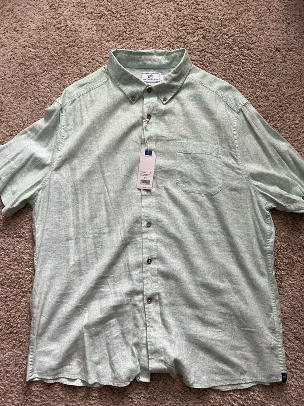 Southern Tide Mint Green Short-Sleeve Button-Down Shirt